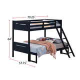 Twin Over Full Wood Slat Bunk Bed with Angled Ladder