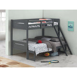 Twin Over Full Wood Slat Bunk Bed with Angled Ladder