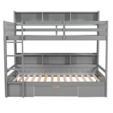 Twin Over Twin Bunk Bed With Built-in Shelves And Storage Drawer for Bedroom