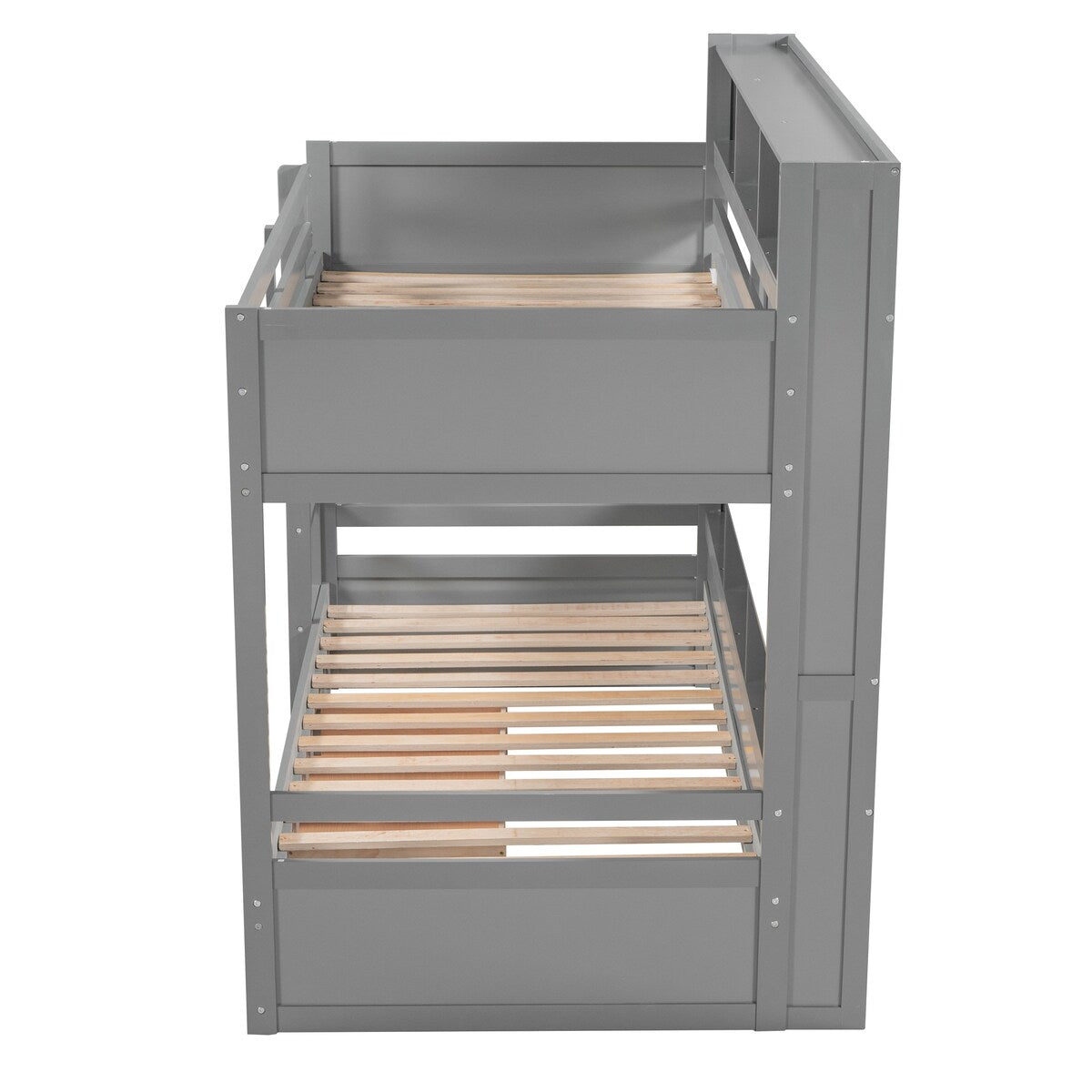 Twin Over Twin Bunk Bed With Built-in Shelves And Storage Drawer for Bedroom