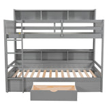 Twin Over Twin Bunk Bed With Built-in Shelves And Storage Drawer for Bedroom