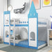 Twin Over Twin Bunk Bed for Kids, Castle Bunk Beds with Ladder & Safety Guardrail