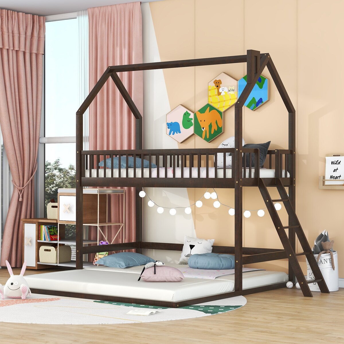 Twin Over Twin House Bunk Bed with Extending Twin Trundle