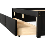 Twin Platform Bed Frame with 2 Storage Drawers, Wood Twin Bed Frames for Kids Toddler Girls Boys