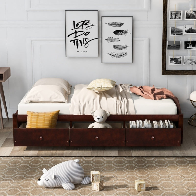 Twin Platform Storage Bed Frame With Drawers,Environmentally Friendly Materials, Wonderful Choice For Modern & Vintage House