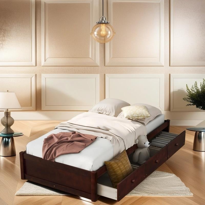 Twin Platform Storage Bed Frame With Drawers,Environmentally Friendly Materials, Wonderful Choice For Modern & Vintage House