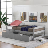Twin Platform Wooden Daybed with 2 Drawers, Easy Assembly