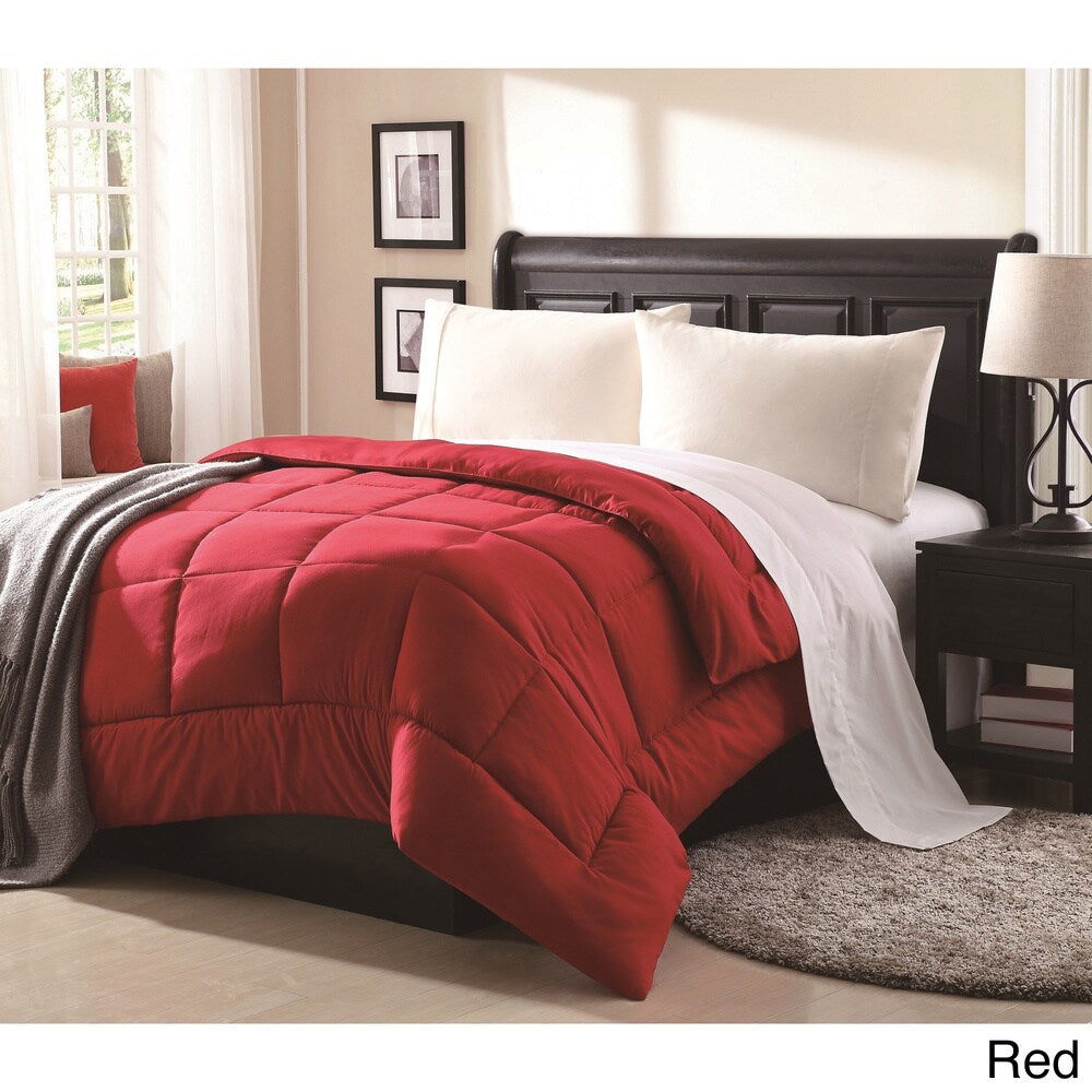 Lennox Overfilled Solid Color Microfiber Down Alternative Comforter