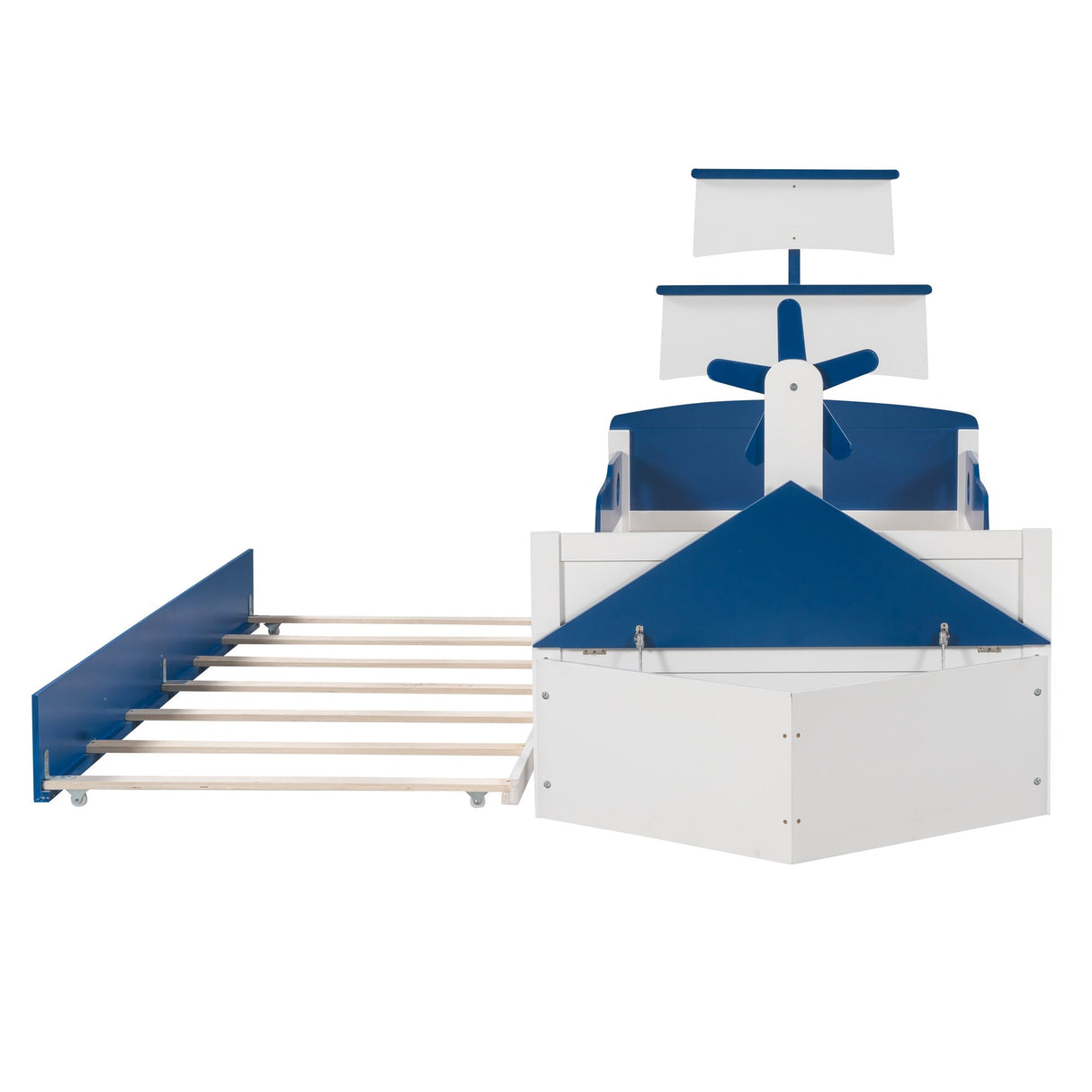 Twin Size Boat-Shaped Platform Bed with Twin size Trundle