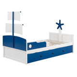 Twin Size Boat-Shaped Platform Bed with Twin size Trundle