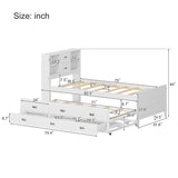 Twin Size Captain Bed with Storage Bookcase Headboard,Captain bed with Trundle and Three Storage Drawers for Kids Teens