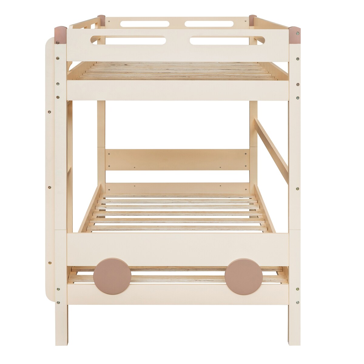 Twin Size Car-Shaped Convertible Bunk Bed, Natural