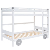 Twin Size Car-Shaped Convertible Bunk Bed, Natural