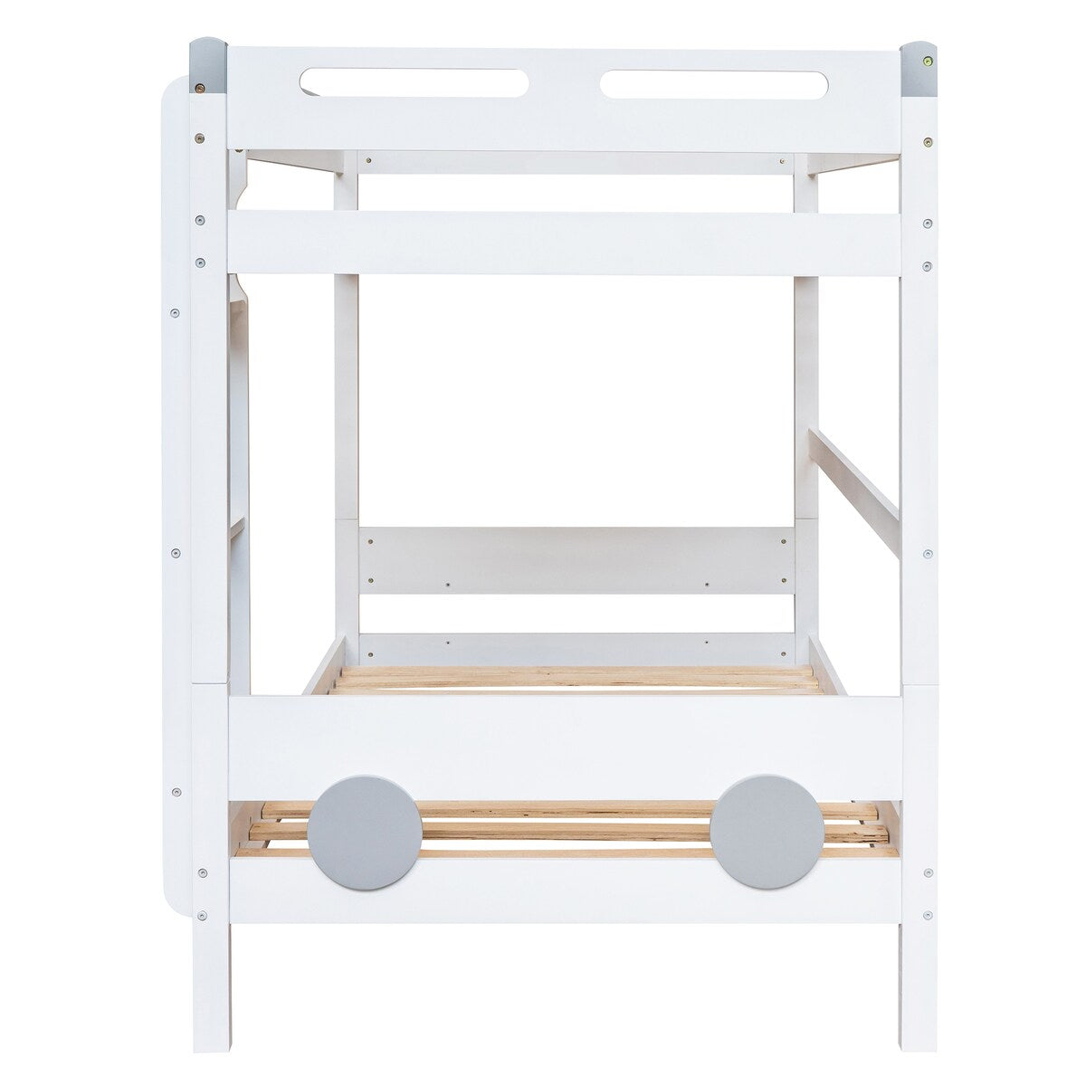 Twin Size Car-Shaped Convertible Bunk Bed, Natural