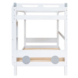 Twin Size Car-Shaped Convertible Bunk Bed, Natural