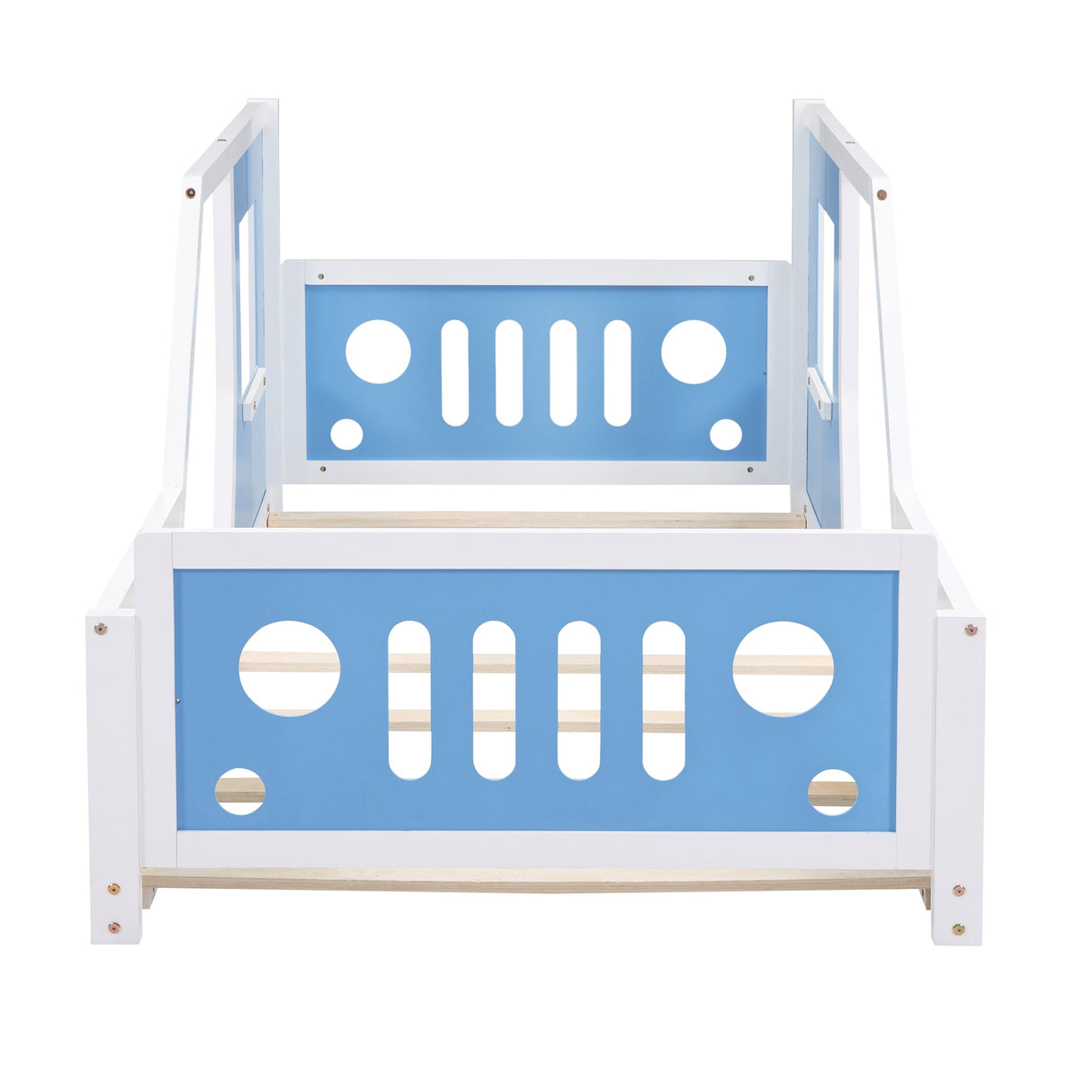 Twin Size Classic Car-Shaped Platform Bed with Wheels