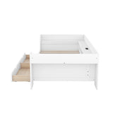 Twin Size Daybed Kids Bed with Shelves, Drawers and Built-In Charging Station Two USB ports Kids Furniture, White
