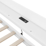 Twin Size Daybed Kids Bed with Shelves, Drawers and Built-In Charging Station Two USB ports Kids Furniture, White