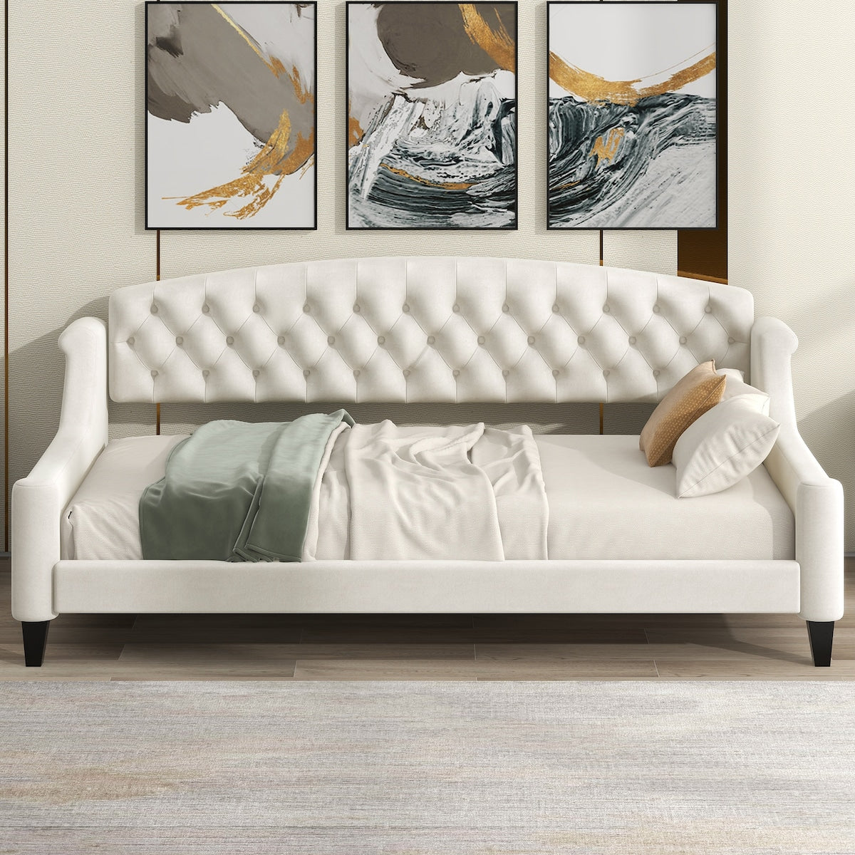 Twin Size Daybed w/ Tufted Button for Living Room Bedroom GuestRoom