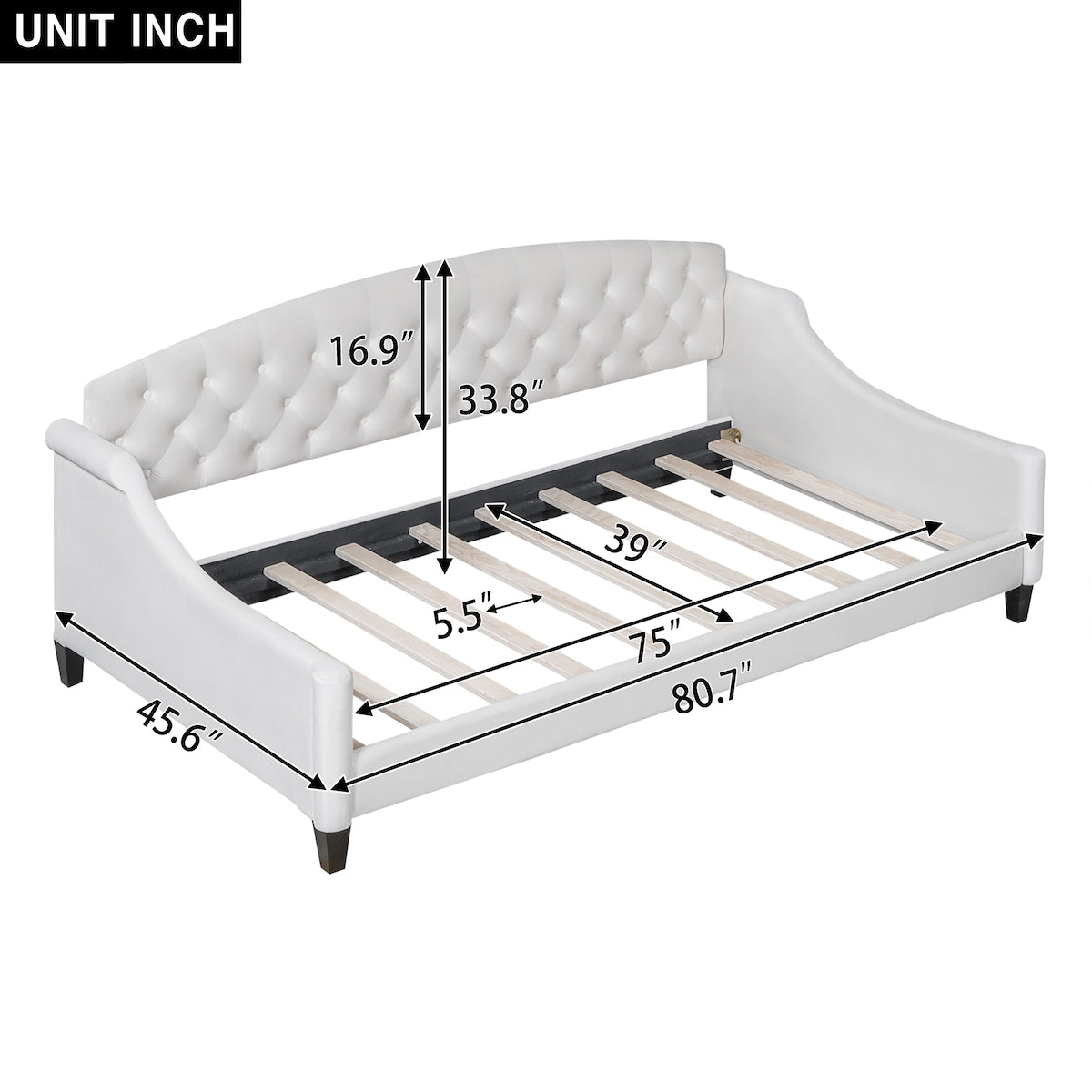 Twin Size Daybed w/ Tufted Button for Living Room Bedroom GuestRoom