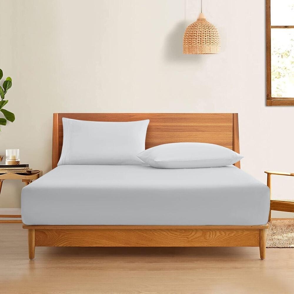 Twin Size Fitted Sheet 16" Deep Pocket Elastic Bed Sheets Silver