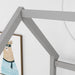 Twin Size Floor Wooden Bed with House Roof Frame Fence Guardrails