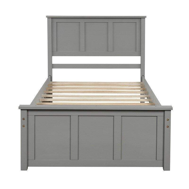 Twin Size Frame Platform Storage Bed, WithTwin Size Trundle