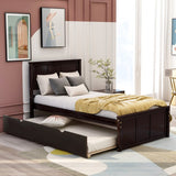 Twin Size Frame Platform Storage Bed, WithTwin Size Trundle