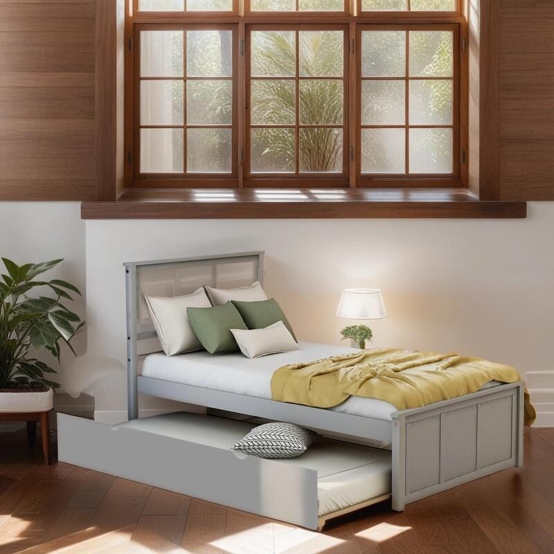 Twin Size Frame Platform Storage Bed, WithTwin Size Trundle