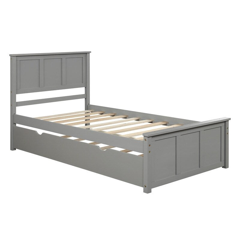 Twin Size Frame Platform Storage Bed, WithTwin Size Trundle