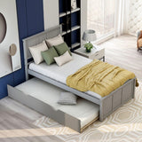 Twin Size Frame Platform Storage Bed, WithTwin Size Trundle