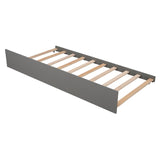 Twin Size House Bed with Trundle & Window & Roof, Grey