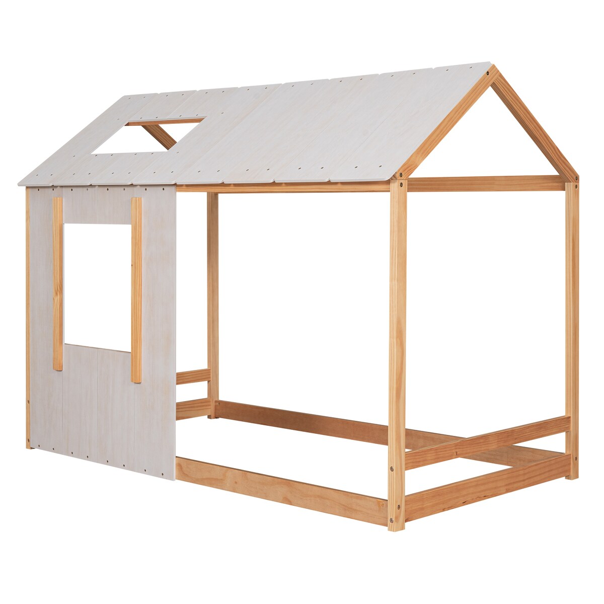 Twin Size House Platform with Roof and Window Mattress not Included