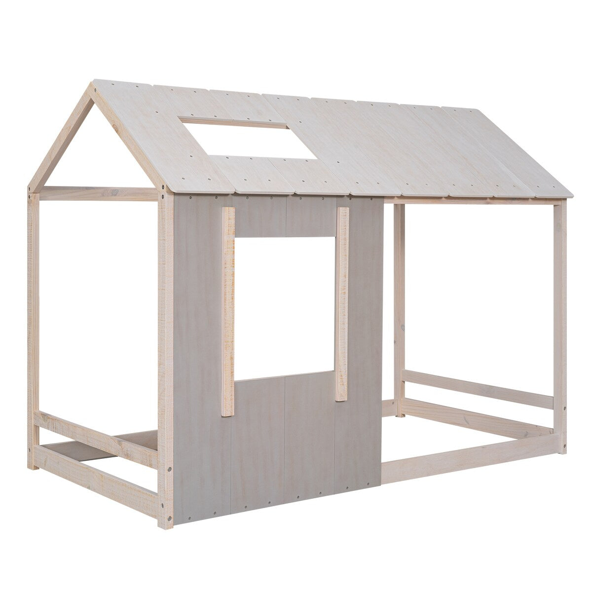 Twin Size House Platform with Roof and Window Mattress not Included