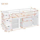 Twin Size Loft Bed With Desk,3 Drawers,Storage Stairs and Shelves