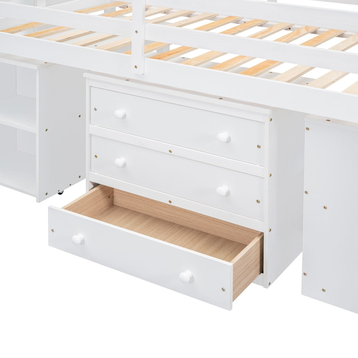 Twin Size Loft Bed With Desk,3 Drawers,Storage Stairs and Shelves