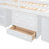 Twin Size Loft Bed With Desk,3 Drawers,Storage Stairs and Shelves