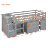 Twin Size Loft Bed With Desk,3 Drawers,Storage Stairs and Shelves