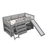 Twin Size Loft Bed with Bookcases, Drawers, Ladder and Slide, White