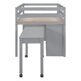 Twin Size Loft Bed with Writing Desk and 4 Drawers