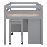 Twin Size Loft Bed with Writing Desk and 4 Drawers