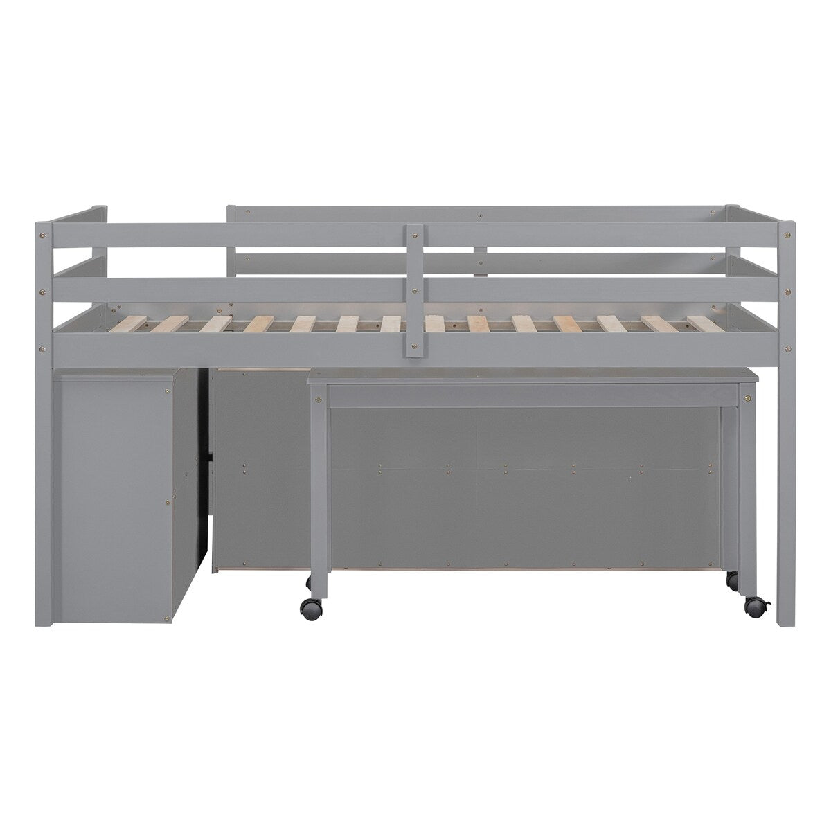 Twin Size Loft Bed with Writing Desk and 4 Drawers