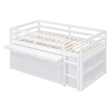Twin Size Loft Bed with Writing Desk and 4 Drawers