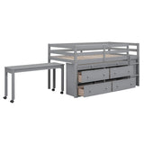 Twin Size Loft Bed with Writing Desk and 4 Drawers