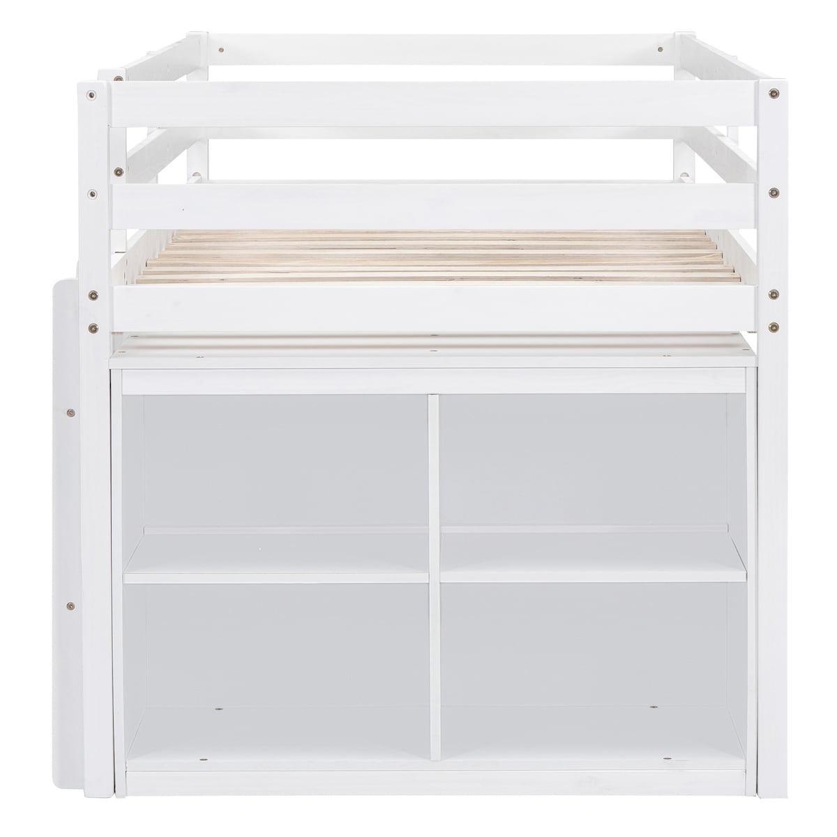 Twin Size Loft Bed with Writing Desk and 4 Drawers