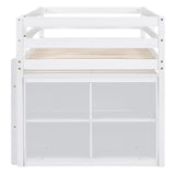 Twin Size Loft Bed with Writing Desk and 4 Drawers