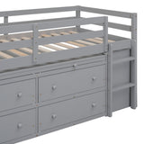 Twin Size Loft Bed with Writing Desk and 4 Drawers