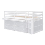 Twin Size Loft Bed with Writing Desk and 4 Drawers