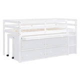 Twin Size Loft Bed with Writing Desk and 4 Drawers