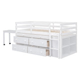 Twin Size Loft Bed with Writing Desk and 4 Drawers